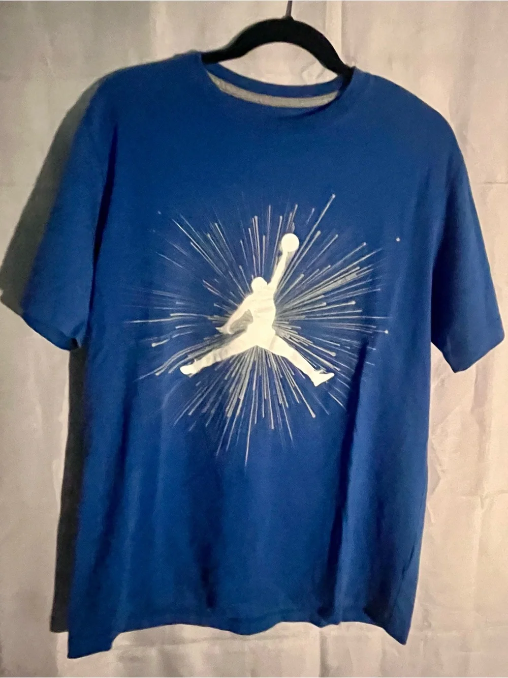 Jordan Blue Short Sleeve Tee with White Jumpman Burst